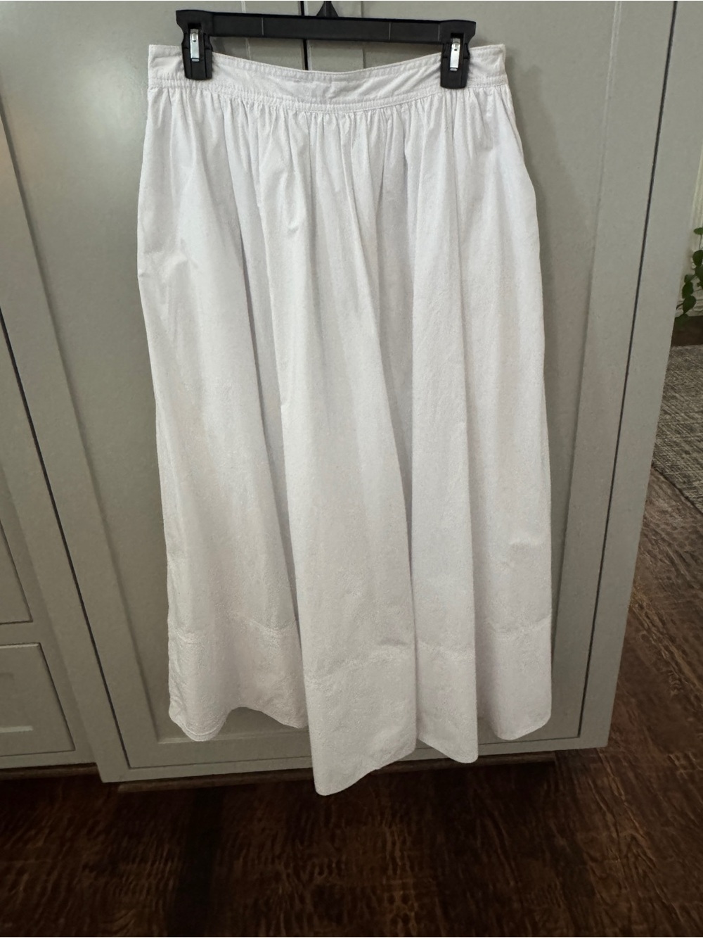 Banana Republic White Cotton Full Length Maxi Skirt w/ Pockets Lined Size 6